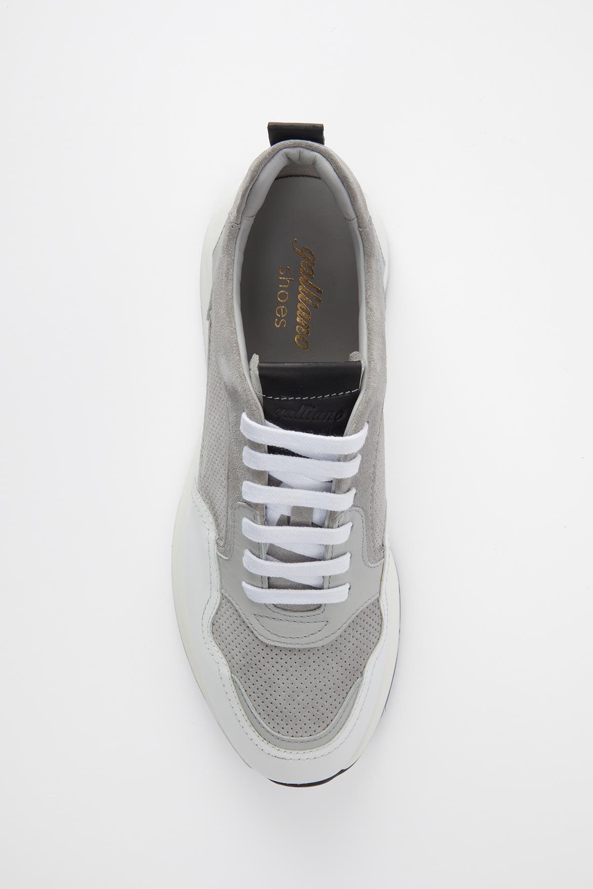 GENOVA Hakiki Deri Beyaz Soft Gri Süet Eva Hazır Taban Sneaker