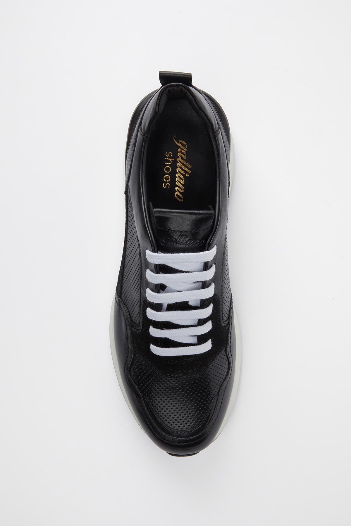 GENOVA Hakiki Deri Siyah Soft Floter Eva Hazır Taban Sneaker