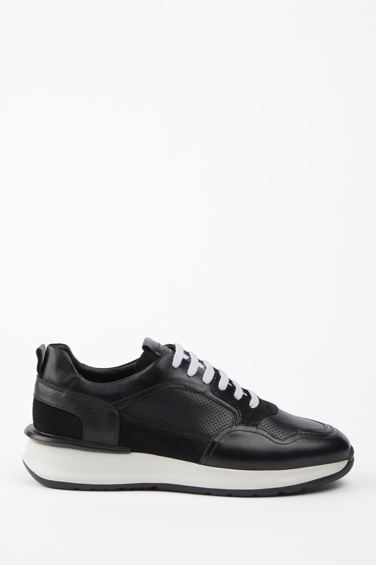 GENOVA Hakiki Deri Siyah Soft Floter Eva Hazır Taban Sneaker