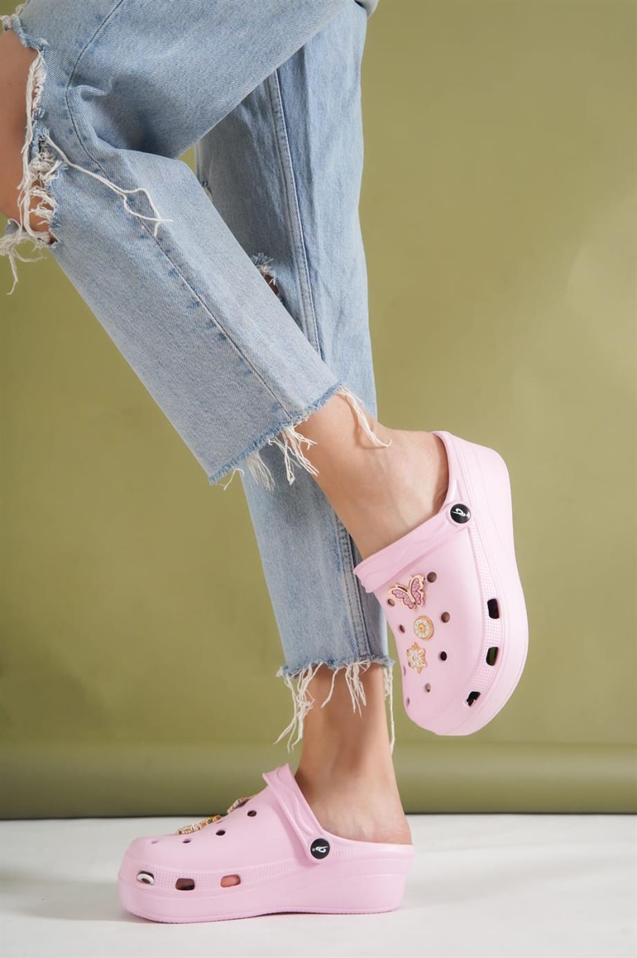 Allis Crocs Pembe Kadın Kalın Tabanlı Terlik