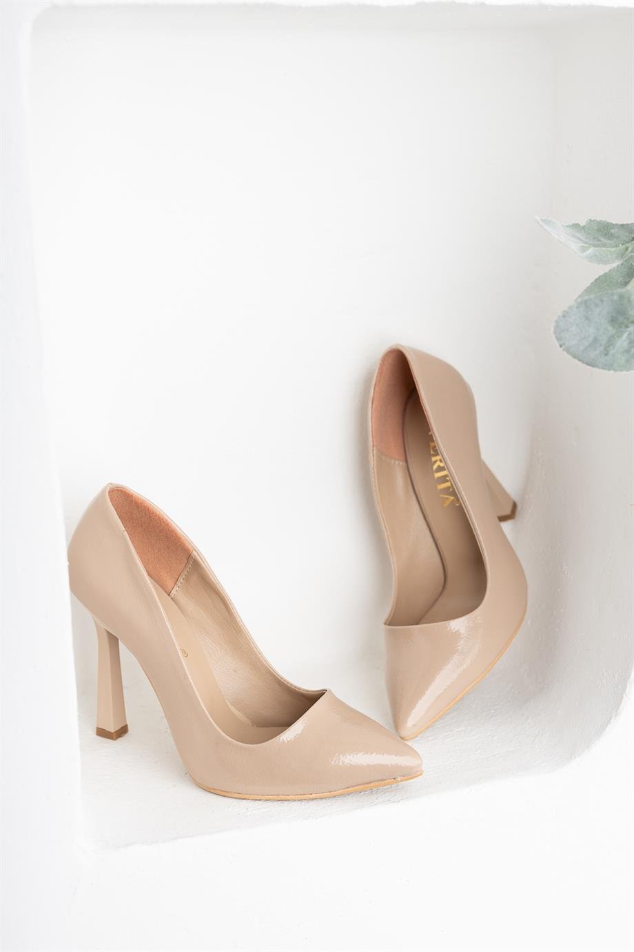 Heel Ten Kırışık Rugan Stiletto