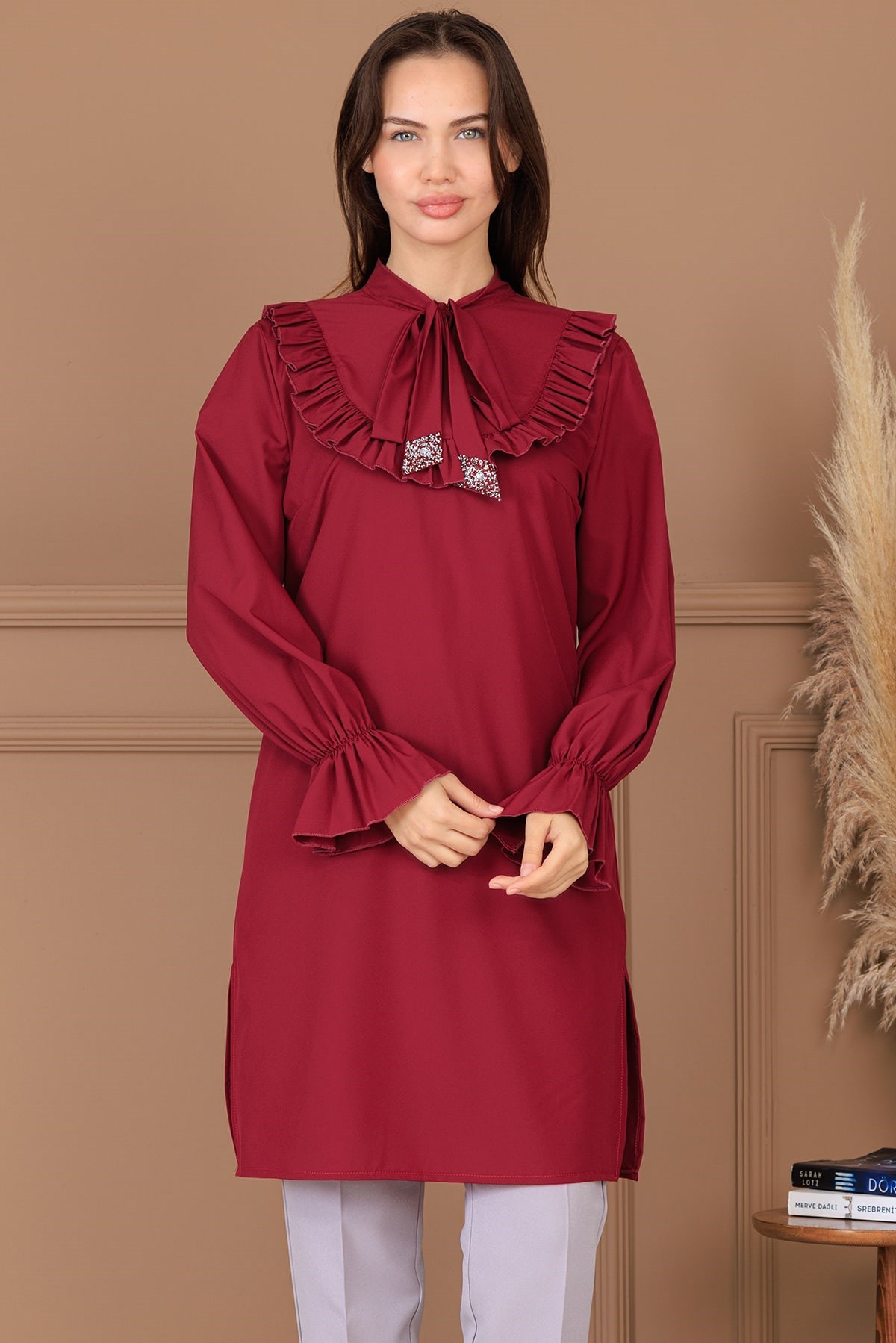 Asel Tunik Pantolon İkili Takım Bordo