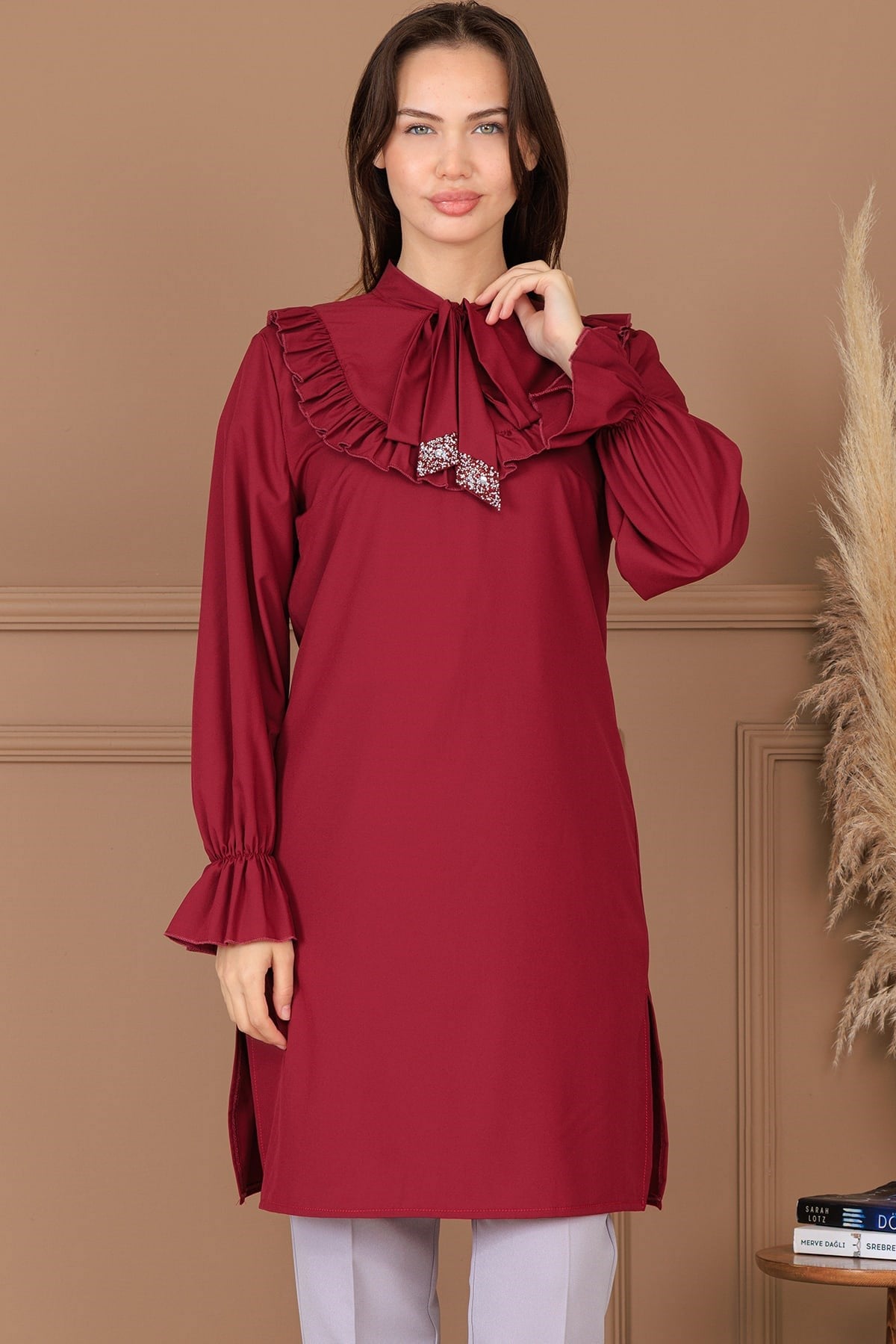 Asel Tunik Pantolon İkili Takım Bordo