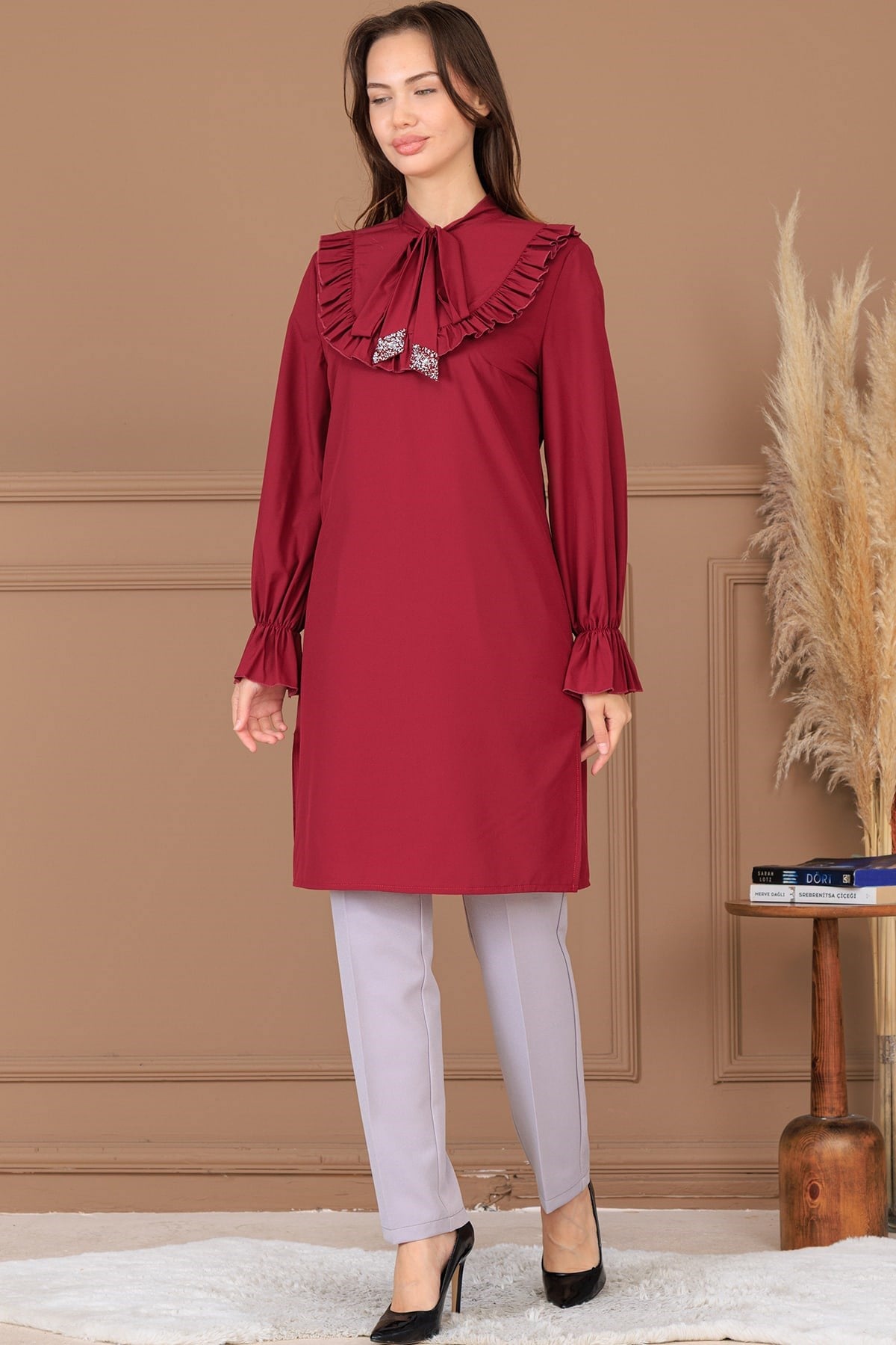 Asel Tunik Pantolon İkili Takım Bordo