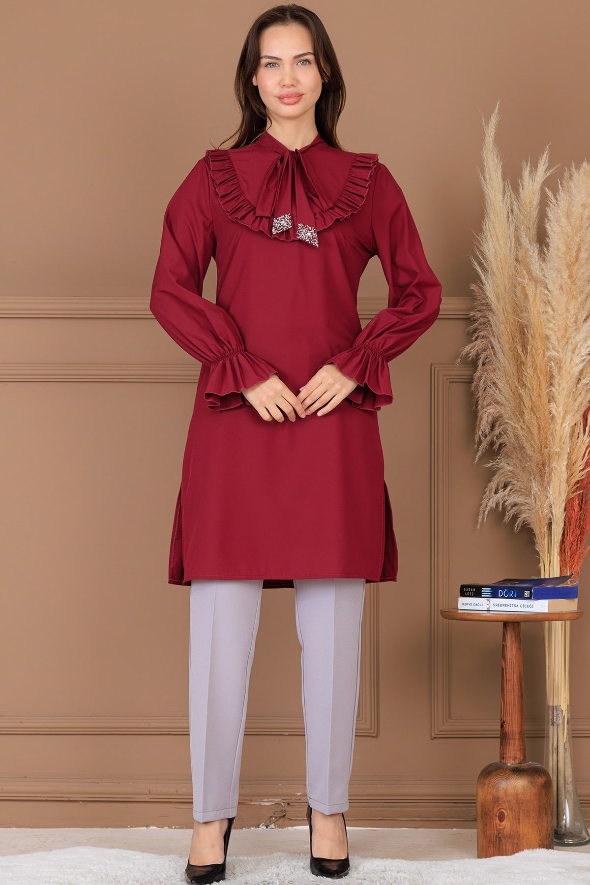 Asel Tunik Pantolon İkili Takım Bordo