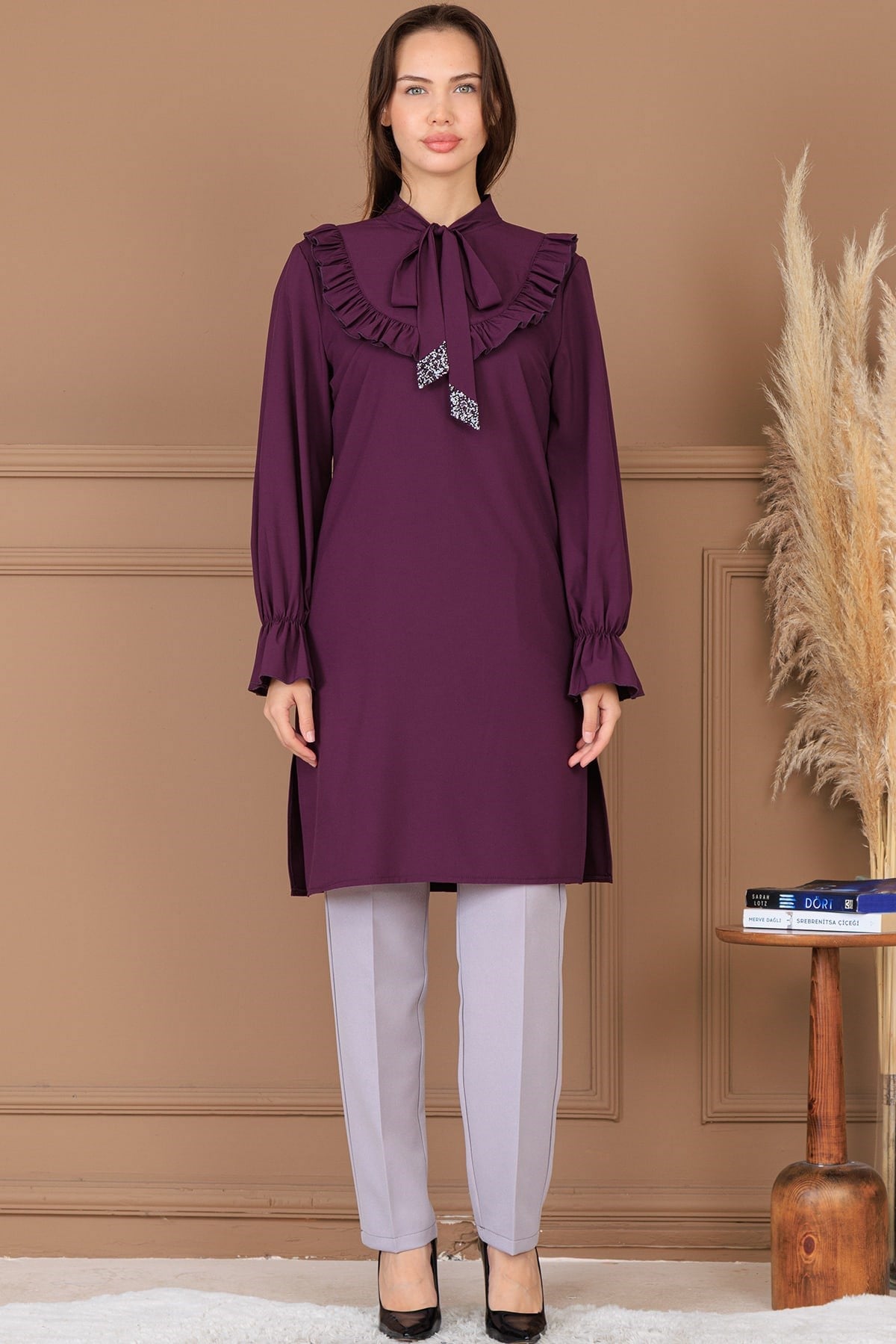 Asel Tunik Pantolon İkili Takım Mürdüm