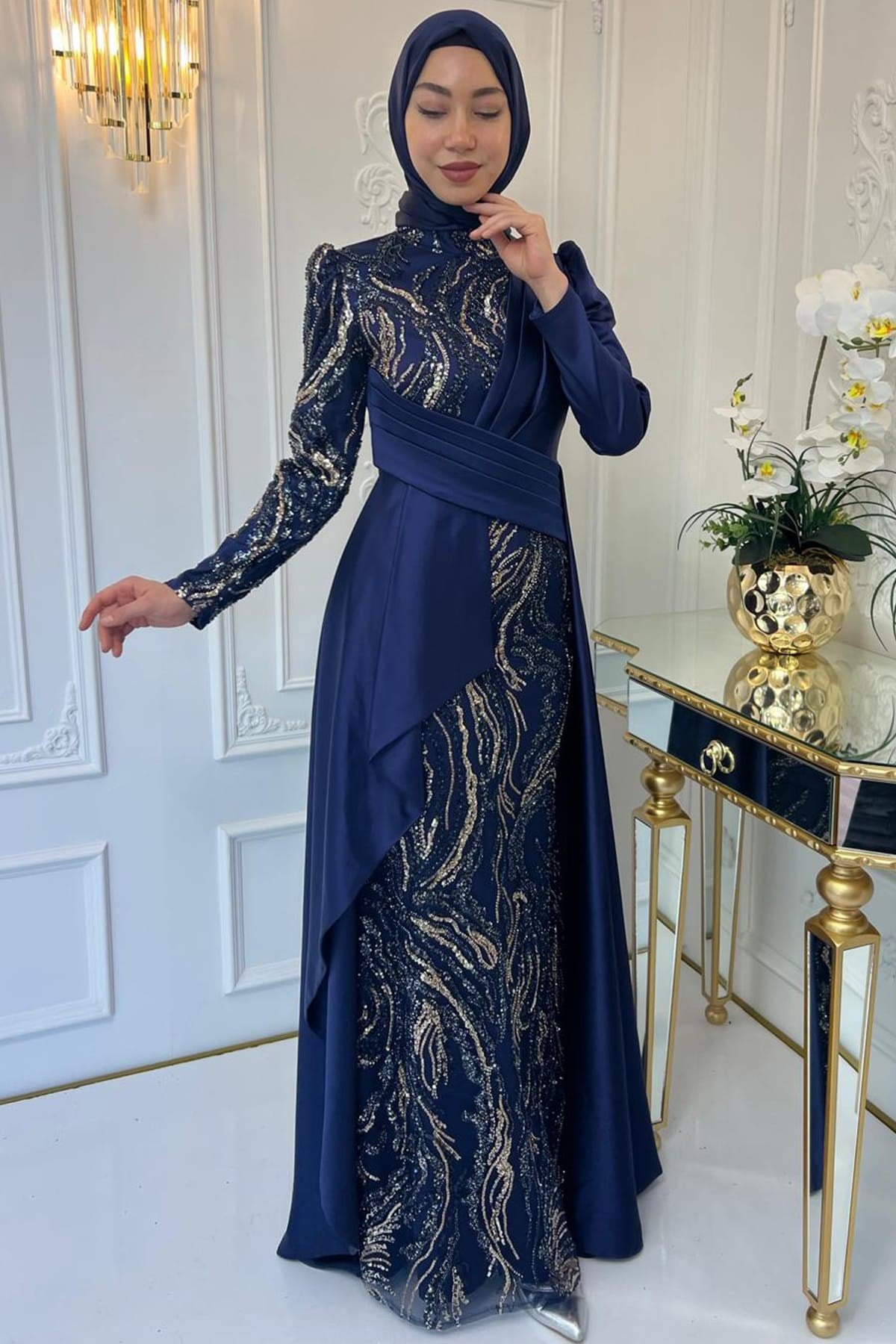 Aybüke Tesettür Abiye Lacivert