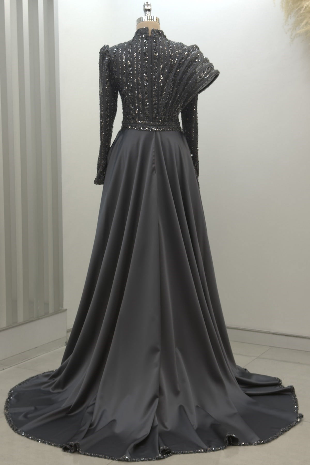 Elegance Tesettür Abiye Antrasit