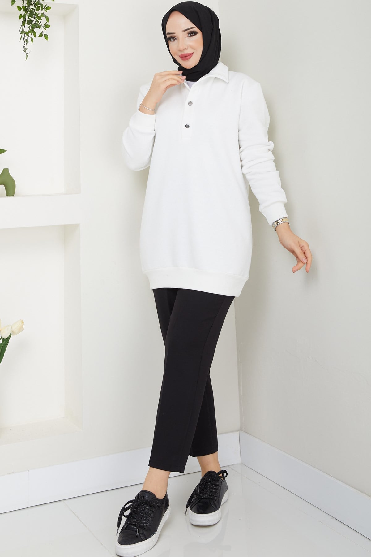 Esila Tesettür Sweat Ekru