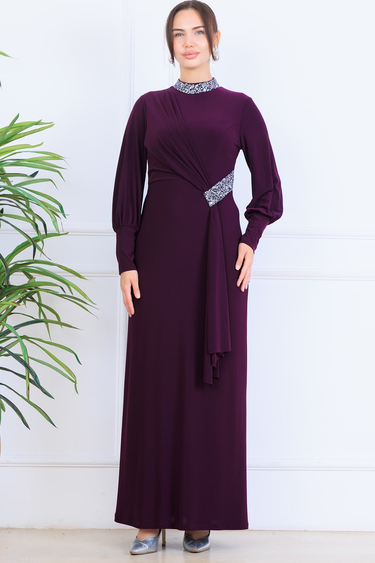 Melisa Tesettür Abiye Mürdüm