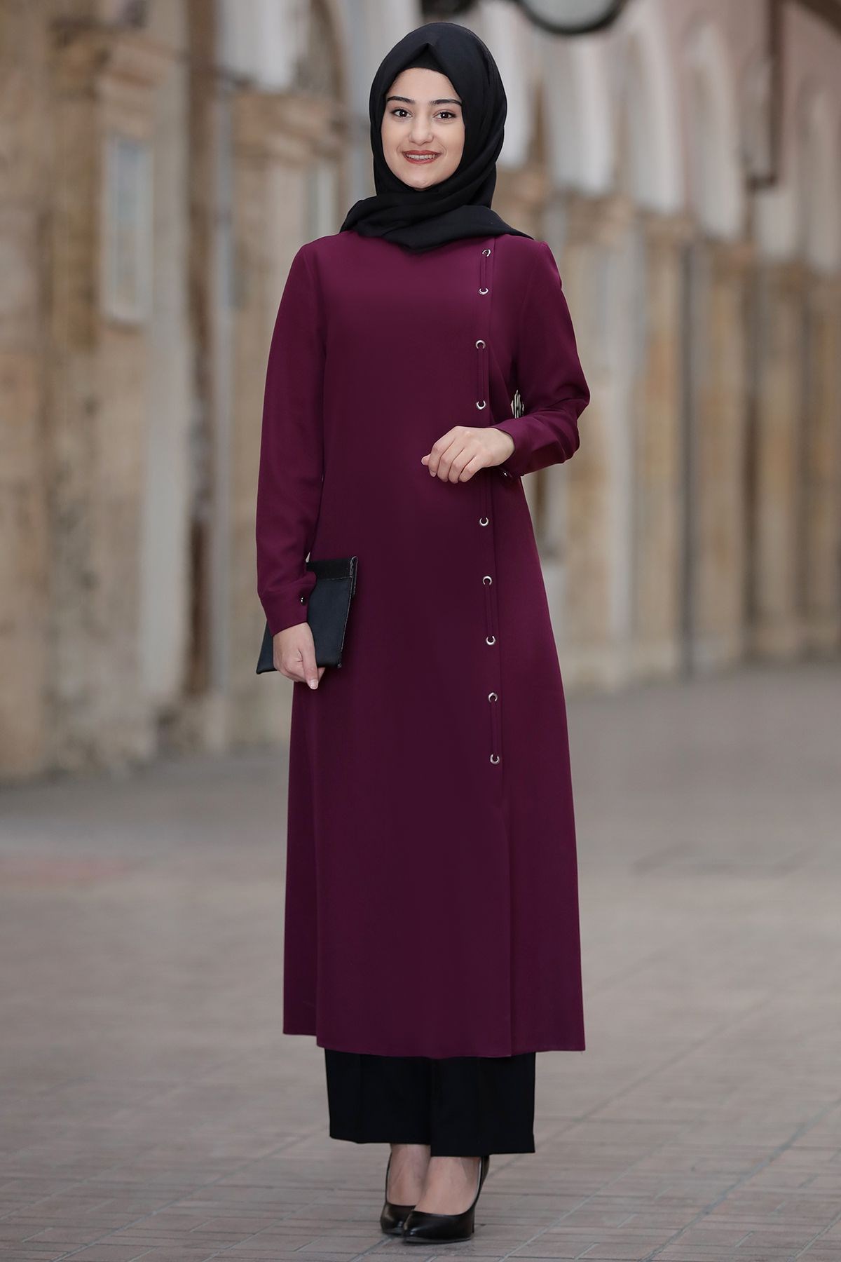 Rümeysa Tesettür Takım Mürdüm