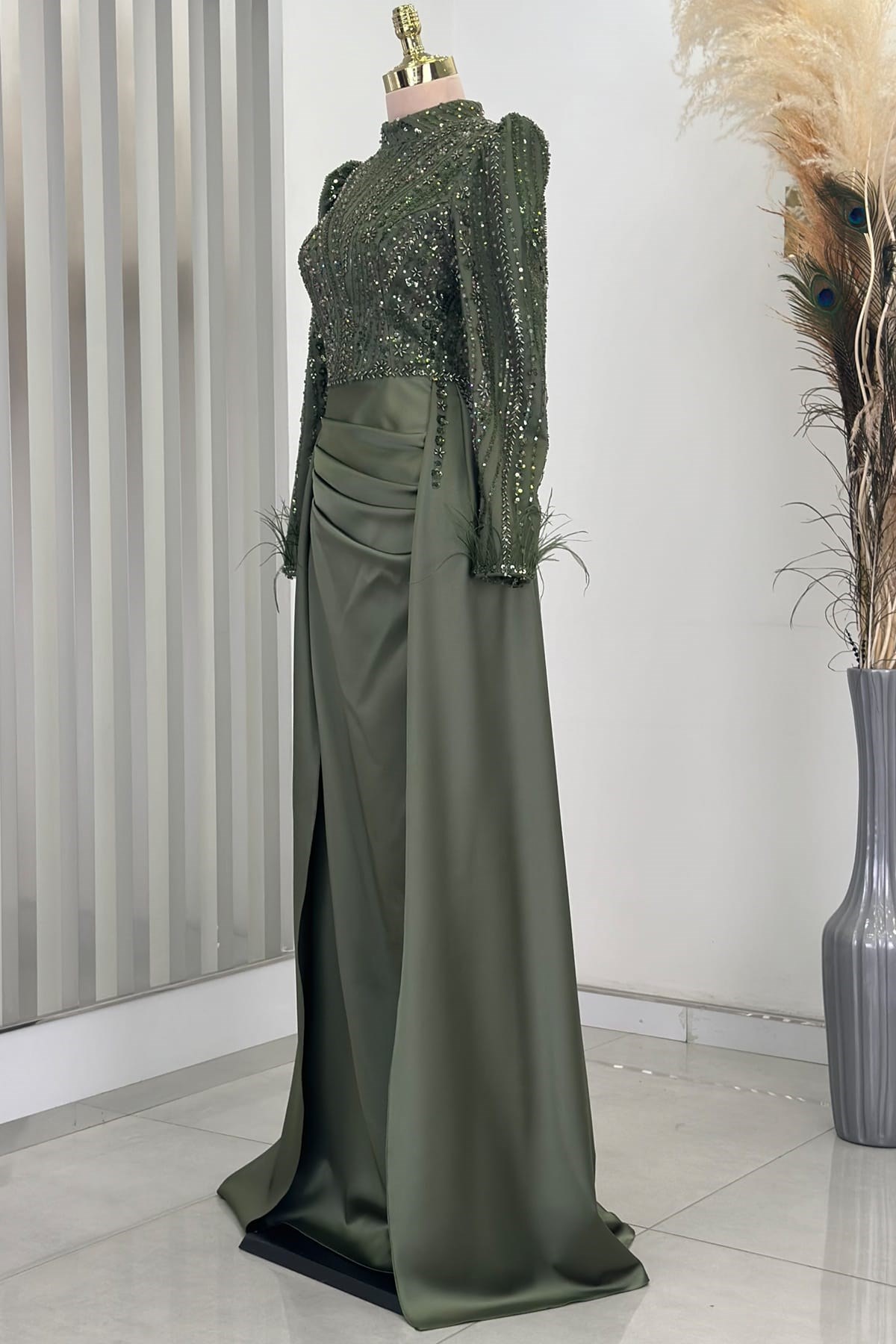 Sherry Tesettür Abiye Haki
