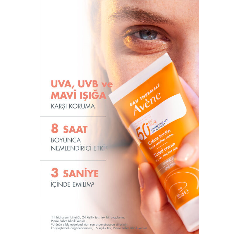 Avene Solaire SPF 50+ Kuru Ciltler İçin Renkli Güneş Kremi 50 ml