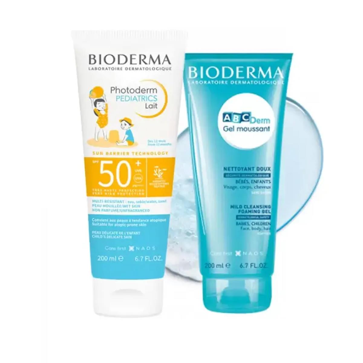BIODERMA PHOTODERM PEDIATRICS LAIT SPF50+ 200ML+FOAMING GEL 200ML BEBEK VE ÇOCUK HASSAS CİLT BAKIM SETİ