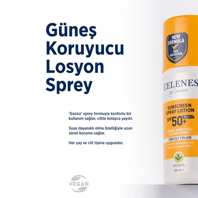 Celenes By Sweden Güneş Koruyucu Losyon Sprey Spf+50 150 ml