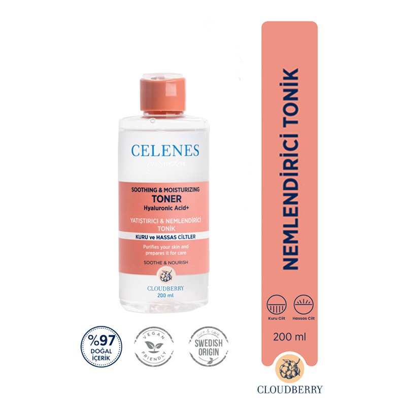 Celenes By Sweden Hyalüronik Asit İçeren Yoğun Nemlendirici Cloudberry Tonik 200 ml