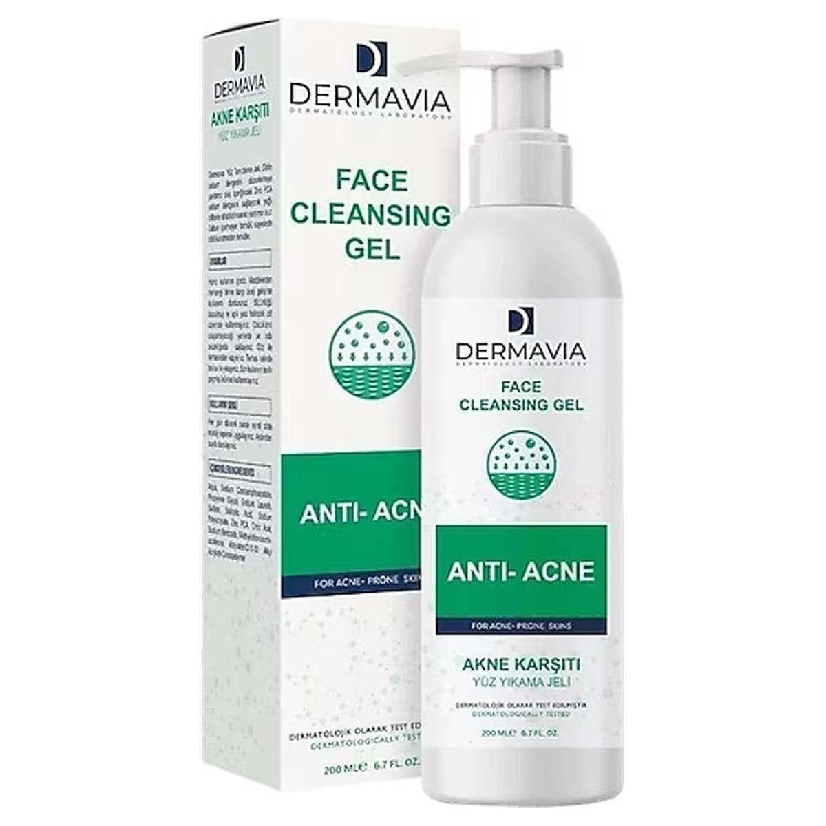 DERMAVIA FACE CLEANSING GEL 200ML AKNE KARŞITI YÜZ YIKAMA JELİ