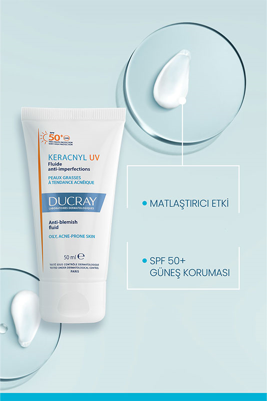 Ducray Keracnyl UV SPF50+ Yağlı Ciltler İçin Güneş Koruyucu 50 ml