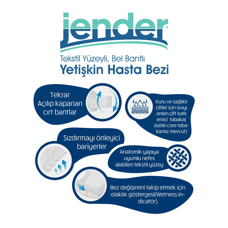 Jender Bel Bantlı Yetişkin Hasta Bezi Large 30 Adet