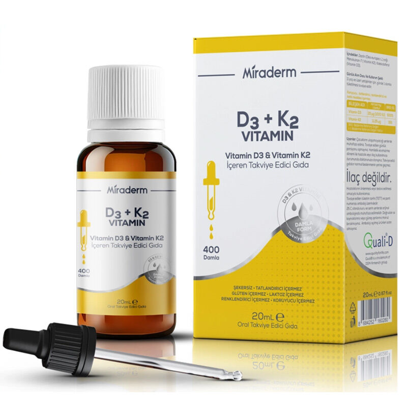 Miraderm D3 + K2 Vitamin Takviye Edici Gıda 20 ml