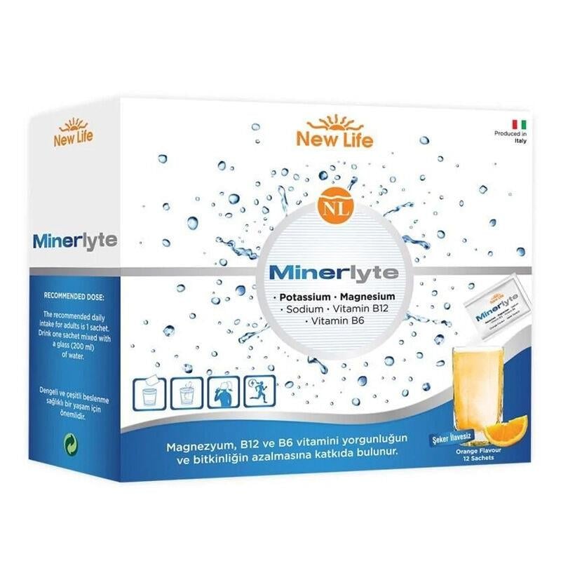 NEW LIFE MINERLYTE POTASYUM MAGNEZYUM 12 SAŞE SODYUM B12 VİTAMİNİ B6 VİTAMİNİ