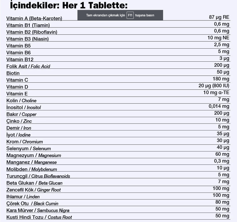 Nutraxin Multivitamin Mineral Immune 60 Tablet