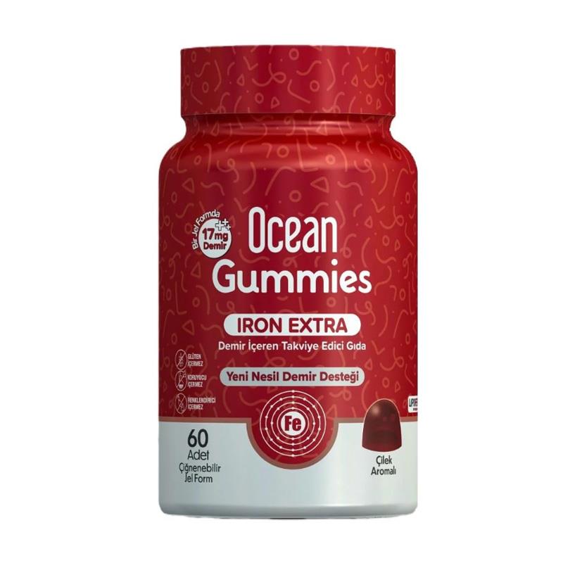 OCEAN GUMMIES IRON EXTRA 17MG DEMİR 60 ADET ÇİĞNENEBİLİR FORM