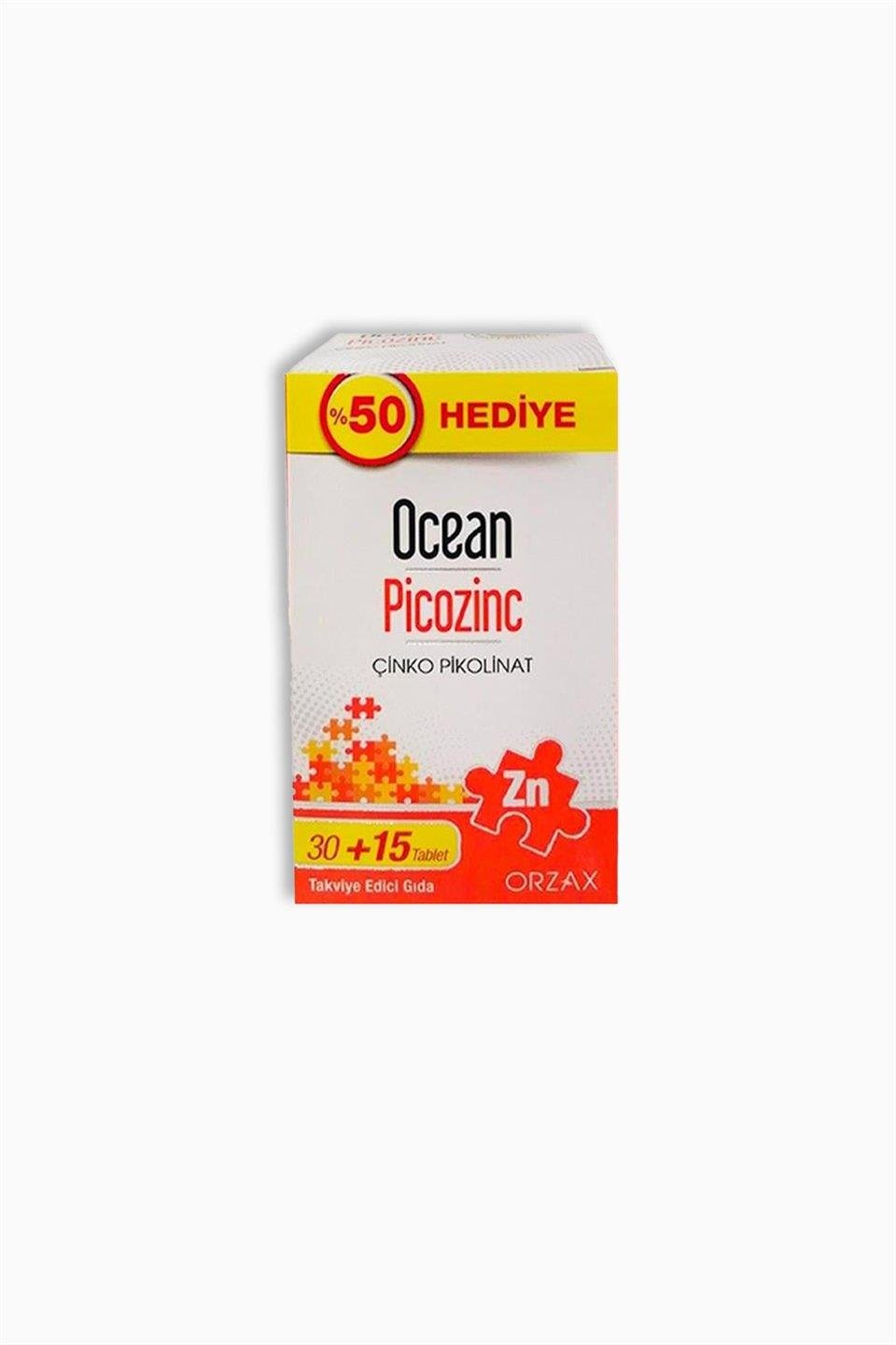 OCEAN PICOZINC %50 HEDİYE 45 TABLET ÇİNKO PİKOLİNAT