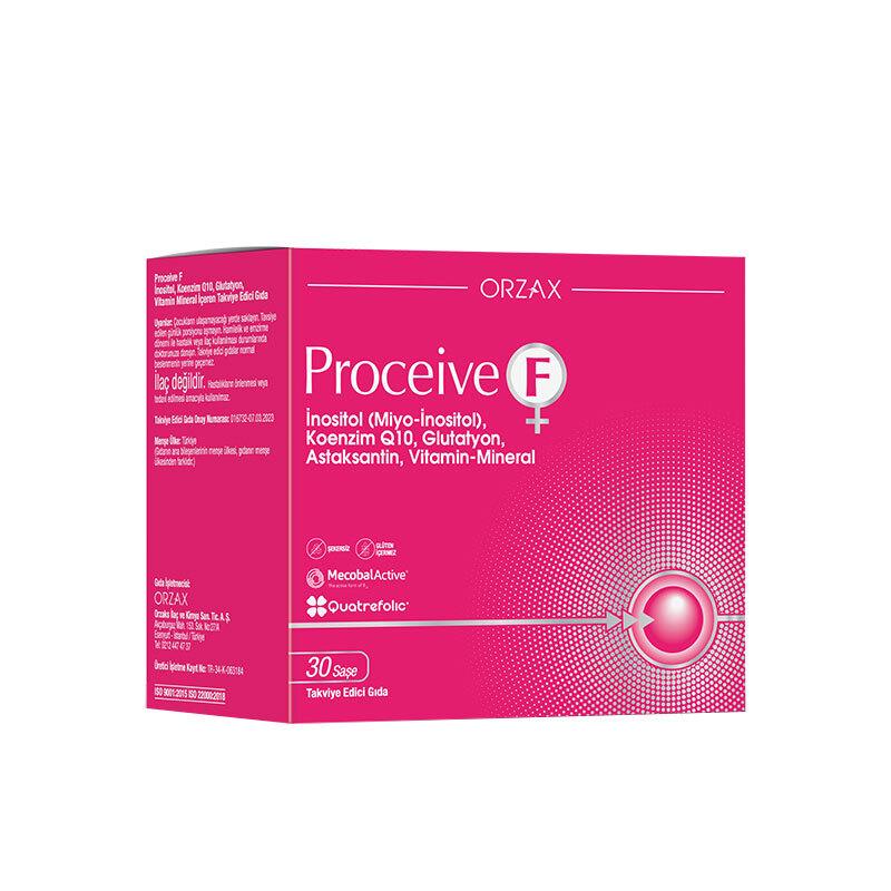 PROCEIVE F 30 SAŞE MİYO-İNOSİTOL D-KİRO-İNOSİTOL KOENZİM Q10 GLUTATYON VİTAMİN MİNERAL