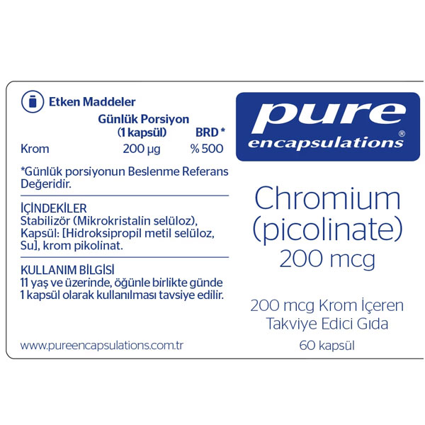 Pure Encapsulations Chromium Picolinate 200 Mcg 60 Kapsül