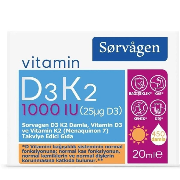 Sorvagen Vitamin D3K2 Damla 20 ML