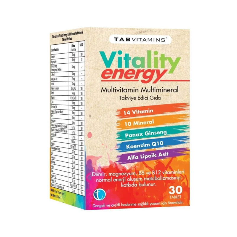 TABVITAMINS VİTALİTY ENERGY 30 TABLET MULTİVİTAMİN MULTİMİNERAL