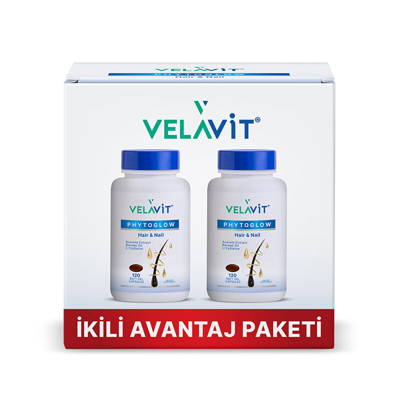 Velavit Phytoglow Hair Nail 120 Gel Soft Capsules İkili Avantaj Paketi