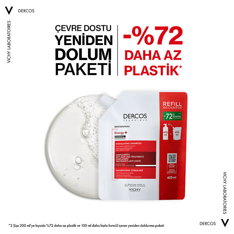 Vichy Dercos Energising Saç Dökülmesine Karşı Şampuan 390 ml - Refill