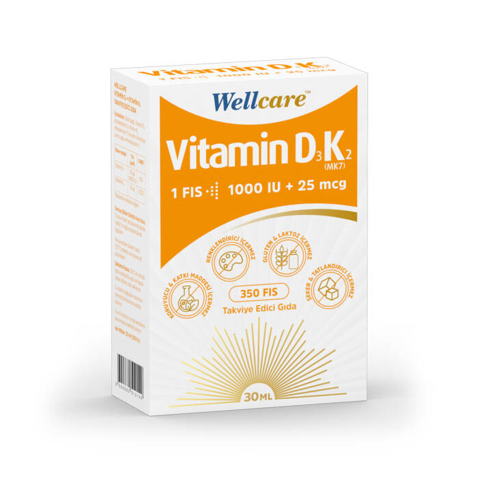 Wellcare Vitamin D3 + K2 25 mcg 1000 IU 30 ml