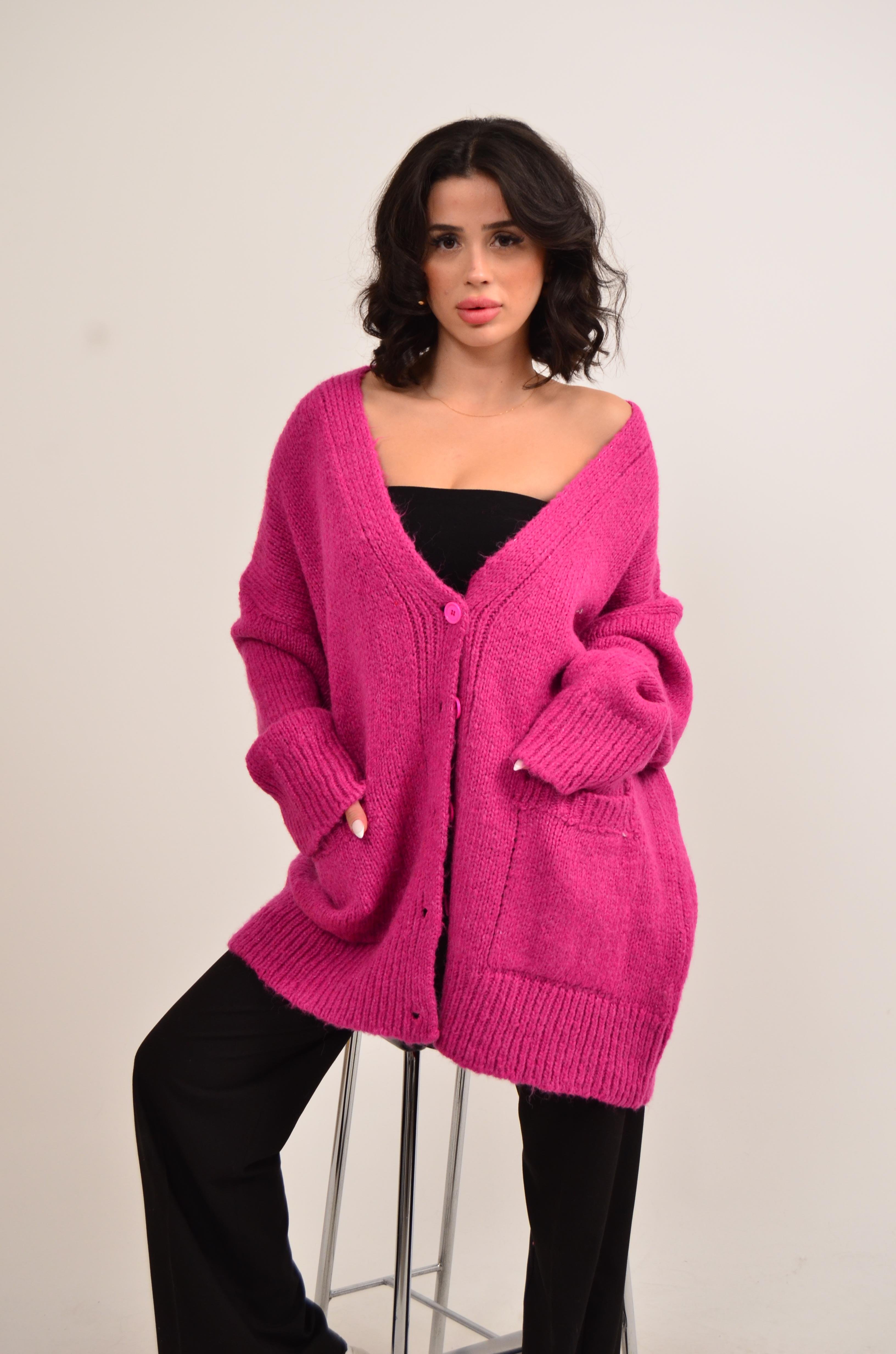 Düğmeli Bayan Hırka