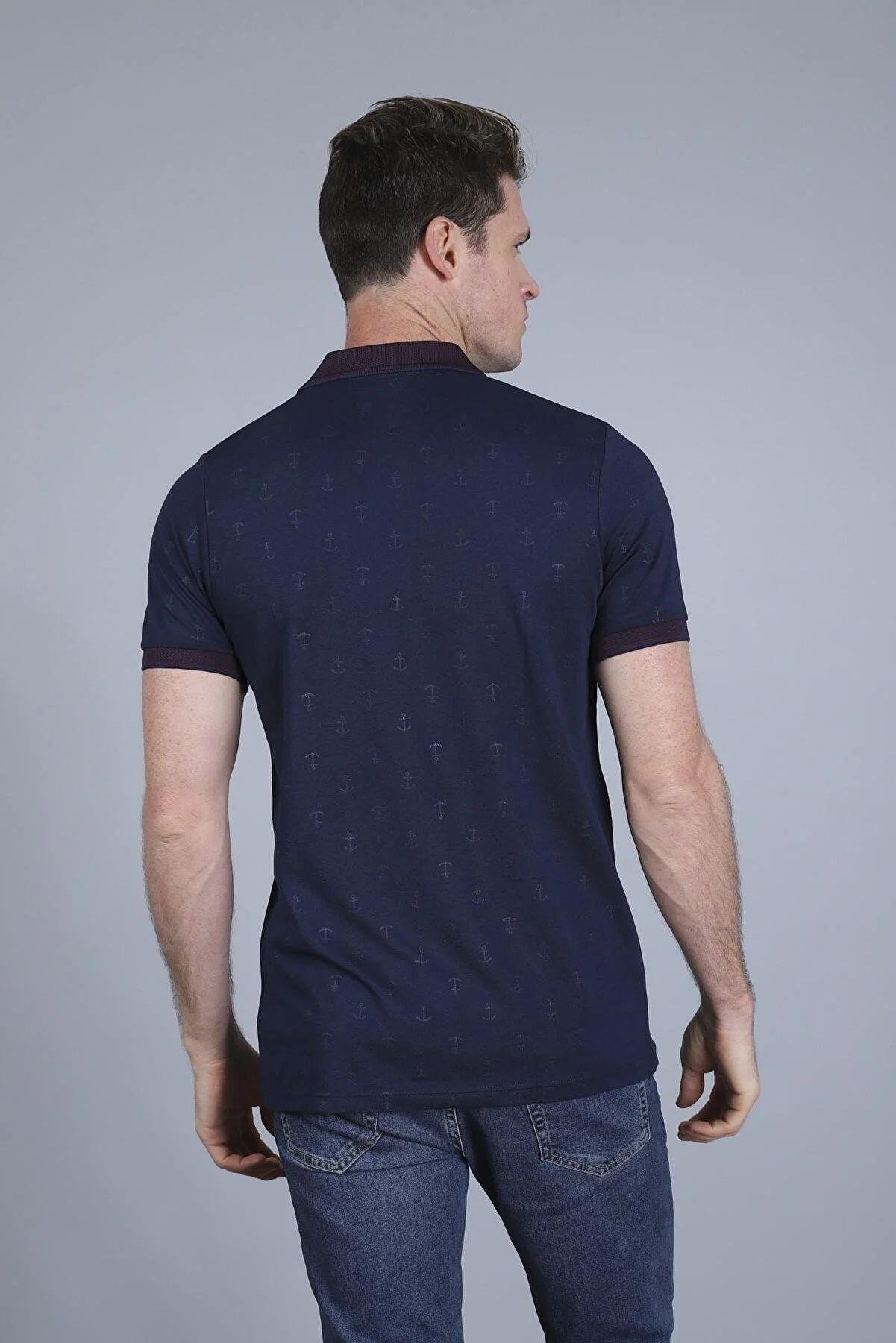 Erkek Baskılı Polo Yaka T-shirt