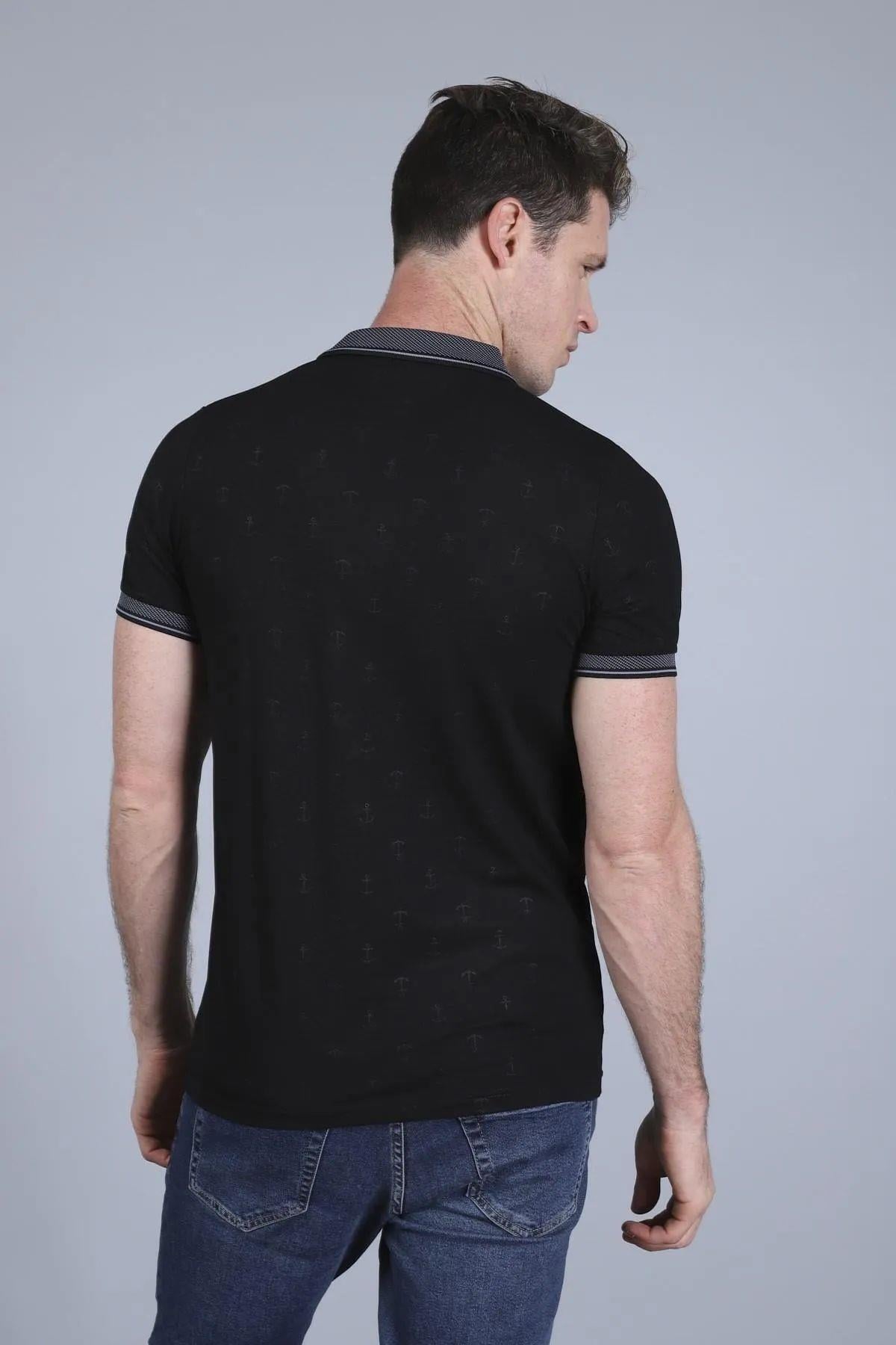 Erkek Baskılı Polo Yaka T-shirt
