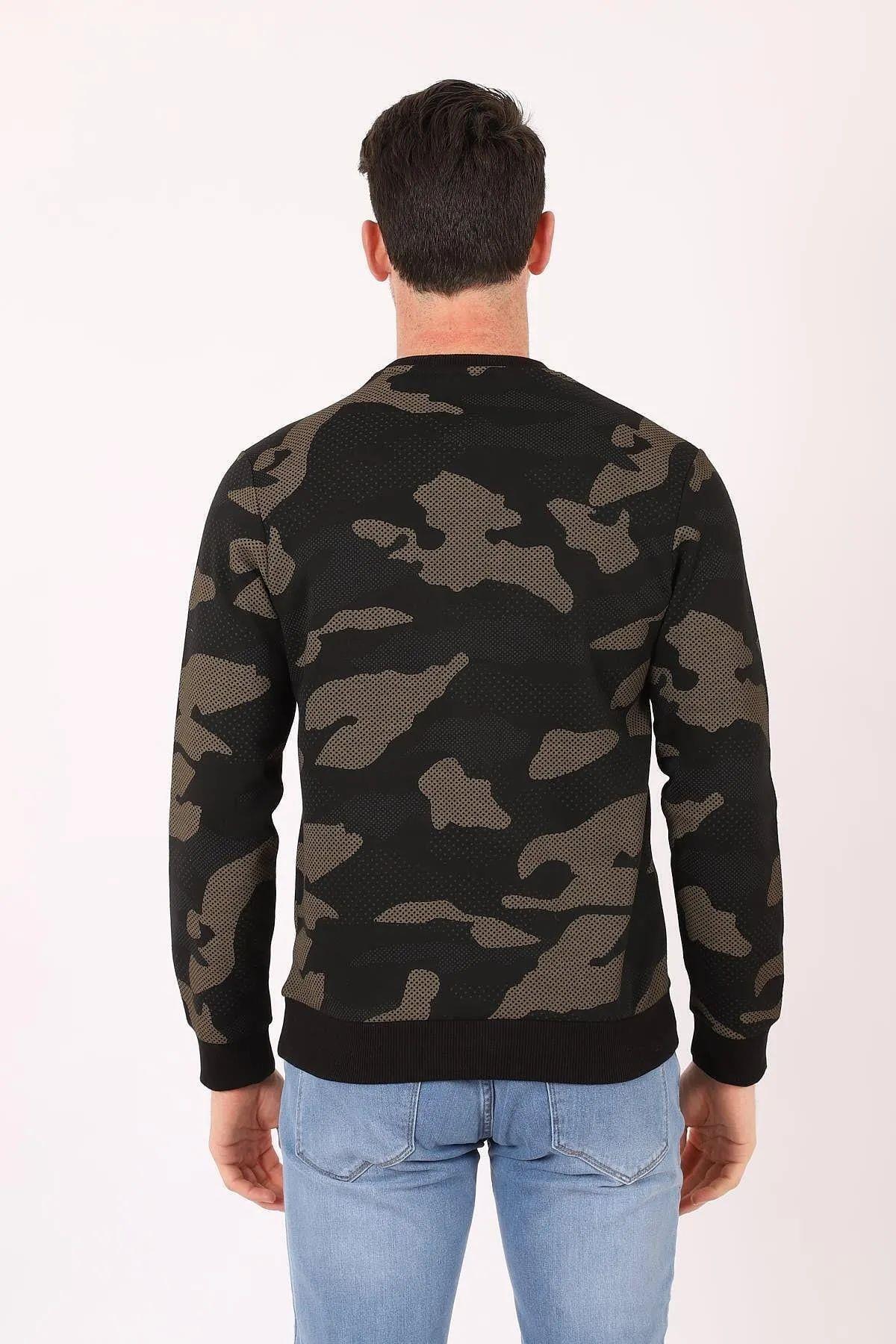 Erkek Bisiklet Yaka Baskılı Sweat