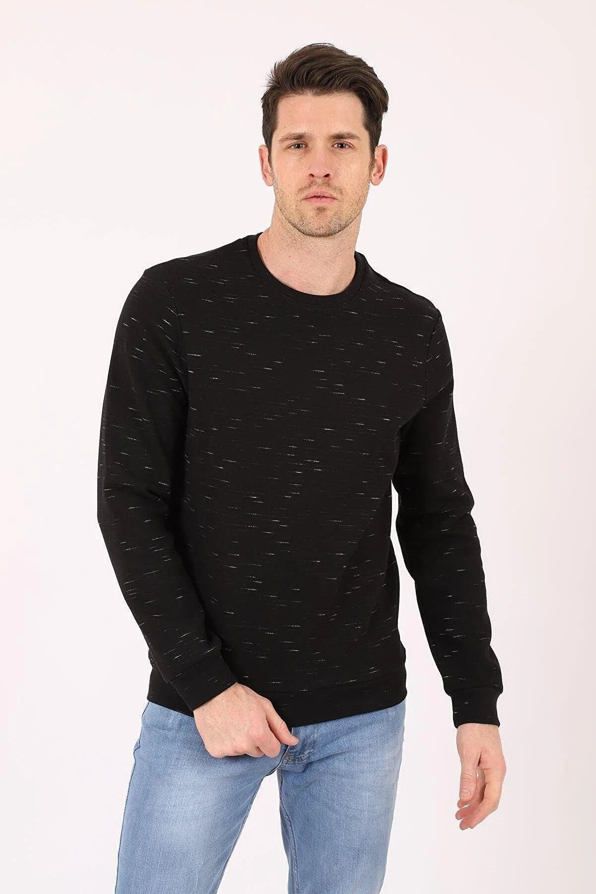Erkek Bisiklet Yaka Baskılı Sweat