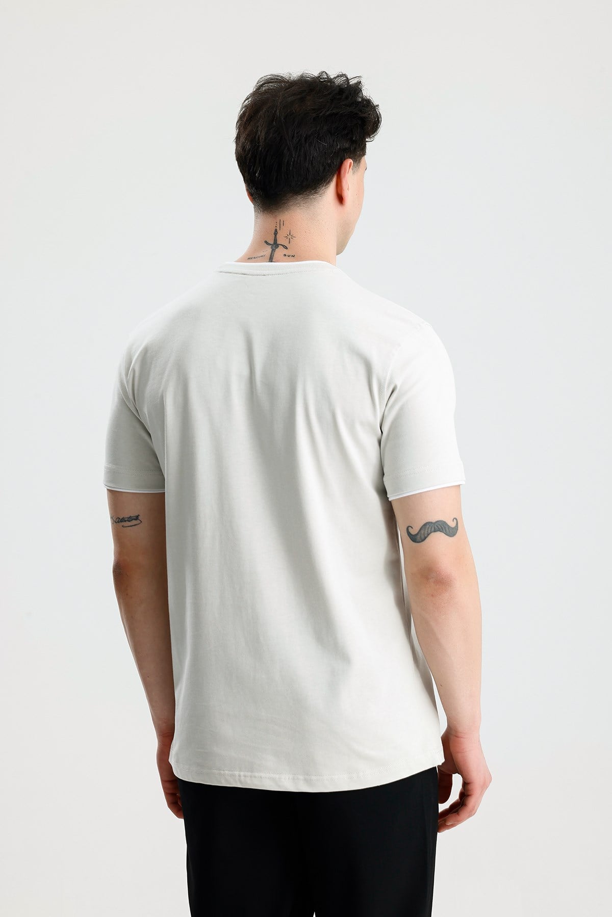 FİGO Erkek Beyaz Oversize Bisiklet Yaka Basic Tişört