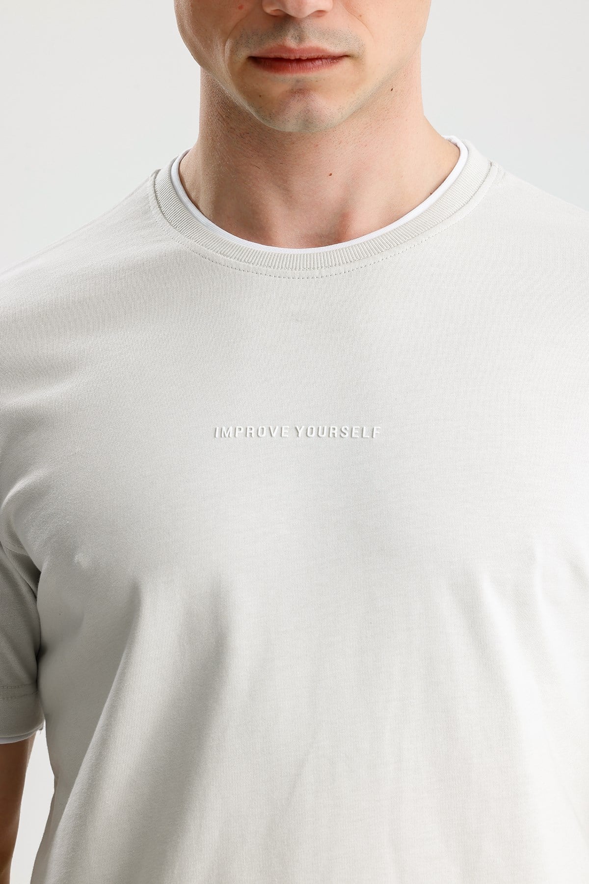 FİGO Erkek Beyaz Oversize Bisiklet Yaka Basic Tişört