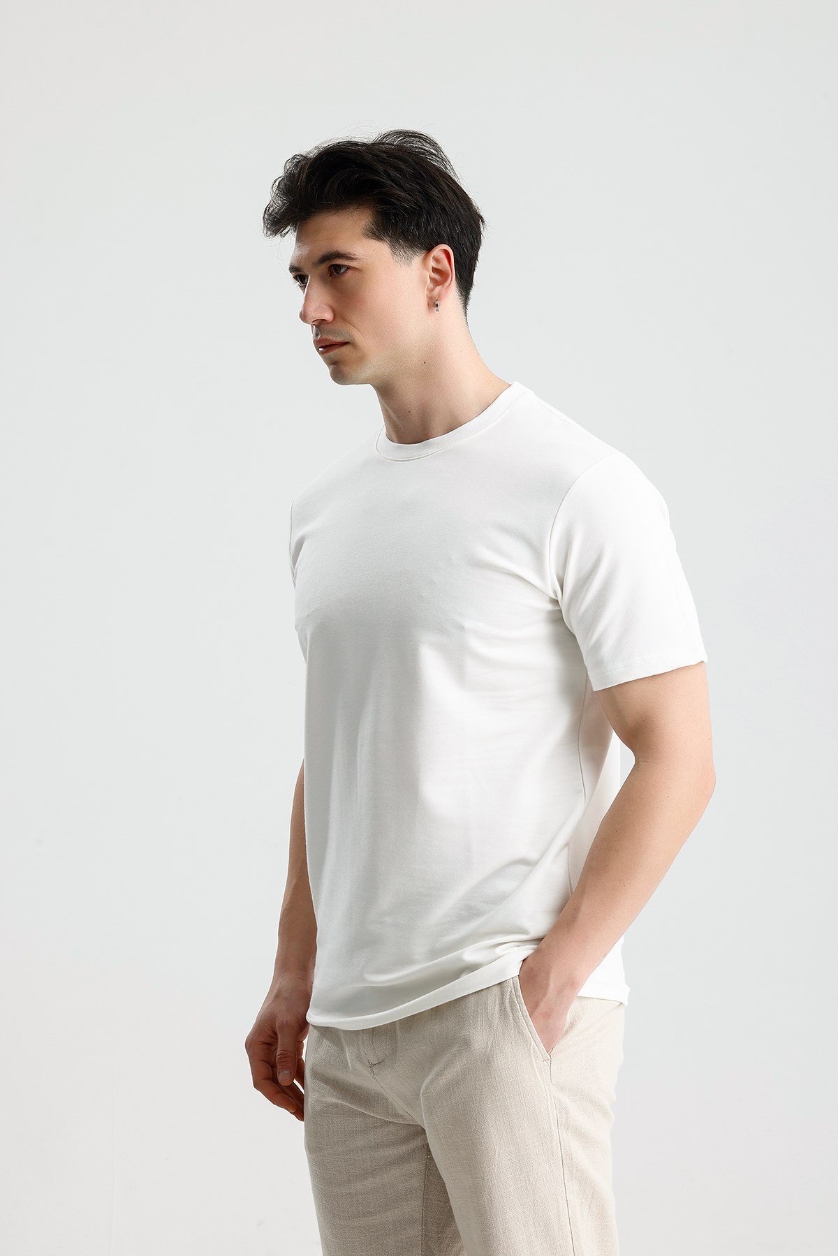 FİGO Erkek Bisiklet Yaka Basic Tişört