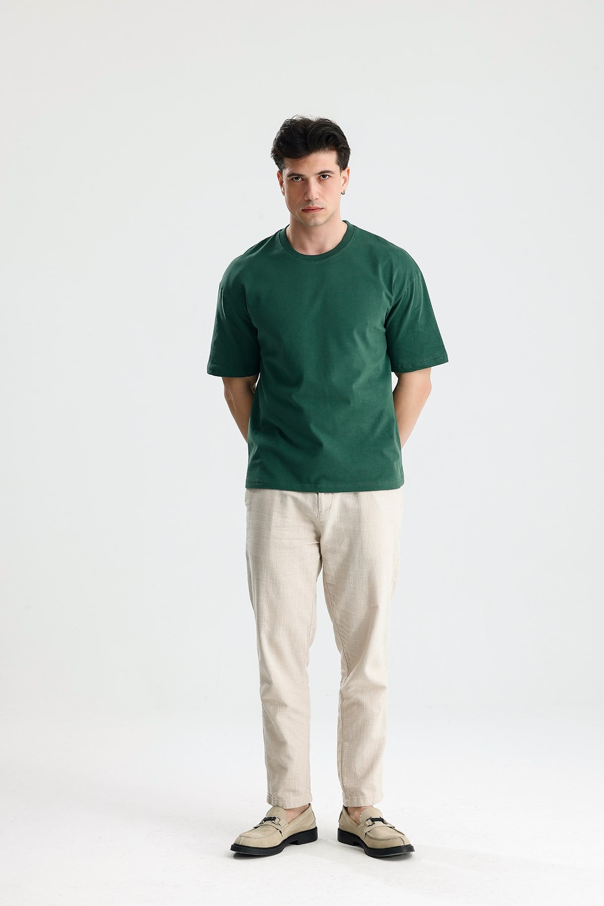 FİGO Erkek Oversize Bisiklet Yaka Basic Tişört