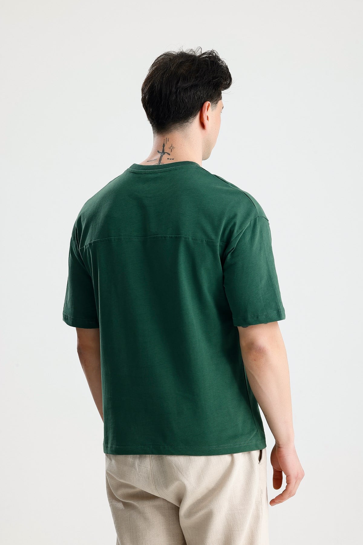 FİGO Erkek Oversize Bisiklet Yaka Basic Tişört