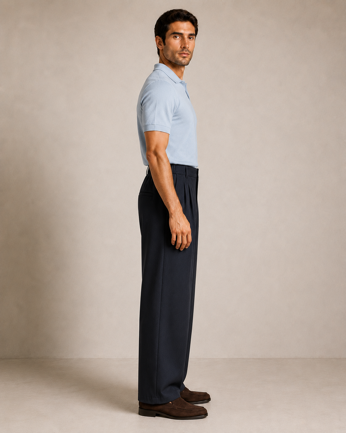 FİGO Erkek Pileli Geniş Paça Pantolon