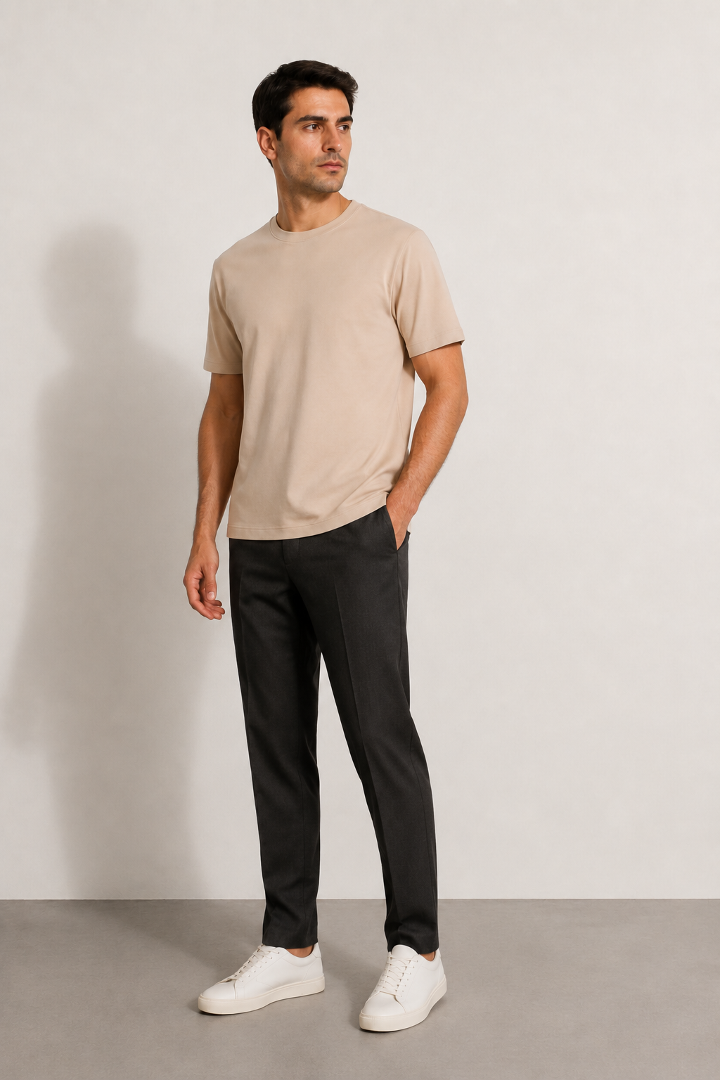 FİGO Erkek Regular Fit Bisiklet Yaka Yan Yırtmaçlı Basic T-Shırt