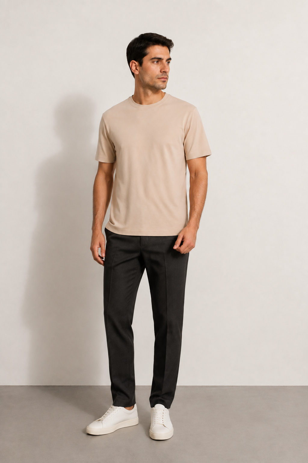 FİGO Erkek Regular Fit Bisiklet Yaka Yan Yırtmaçlı Basic T-Shırt