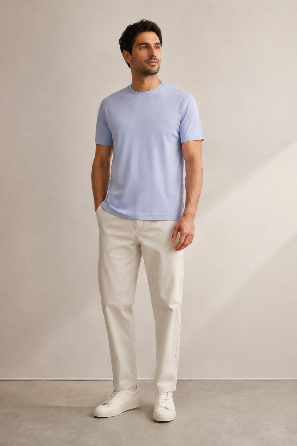 FİGO Erkek Regular Fit Bisiklet Yaka Yan Yırtmaçlı Basic T-Shırt