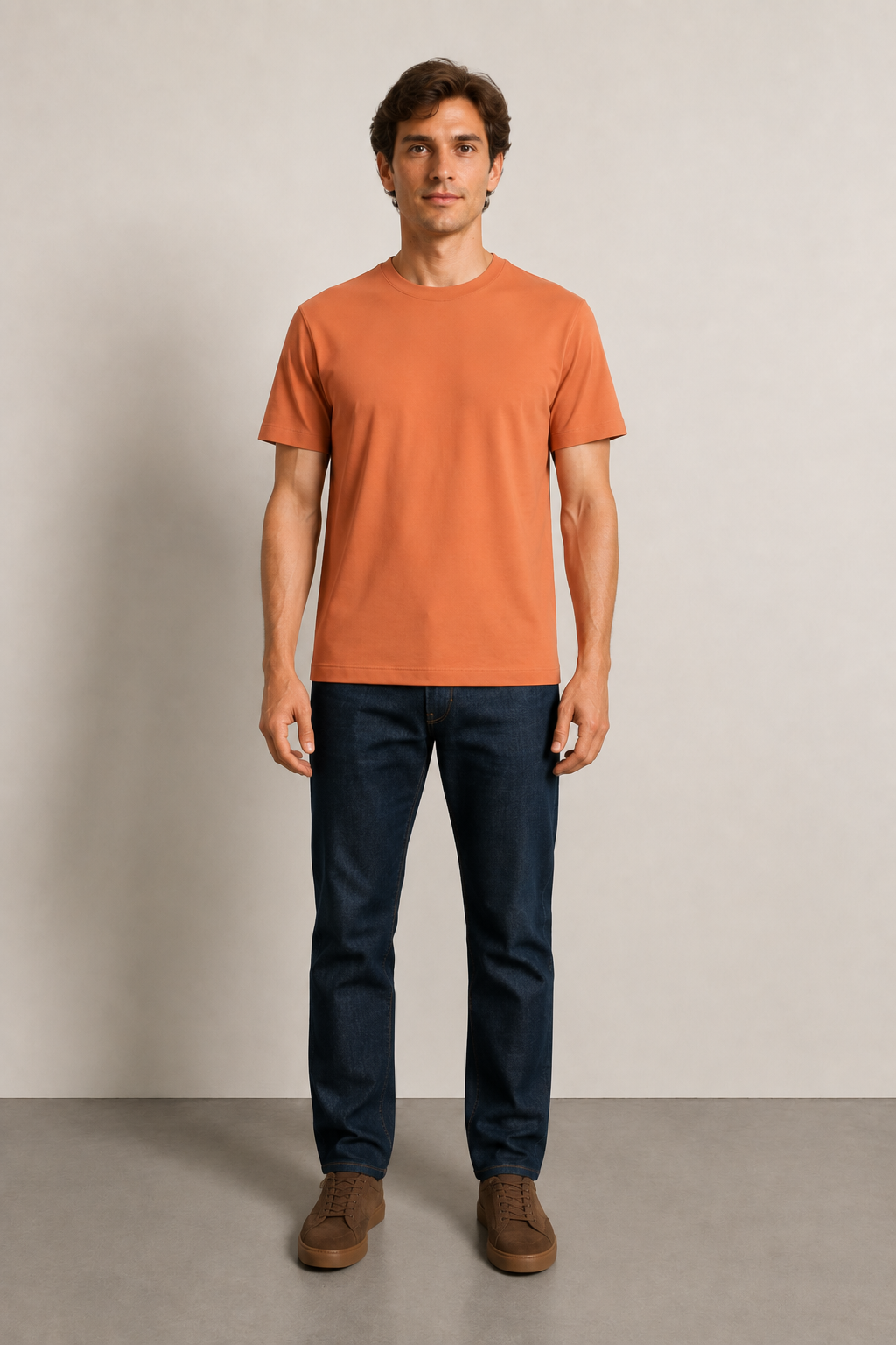 FİGO Erkek Regular Fit Bisiklet Yaka Yan Yırtmaçlı Basic T-Shırt
